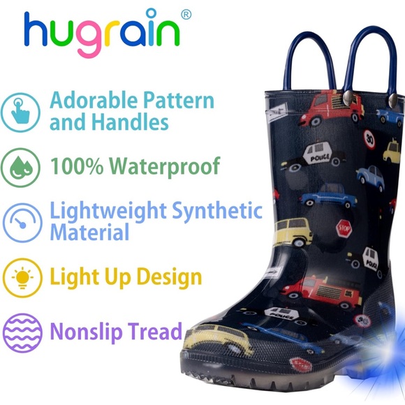 AUTOMOBILE CARS LIGHT UP RAIN BOOTS. WORN 3X. BRAND NEW CONDITION. - Picture 3 of 11